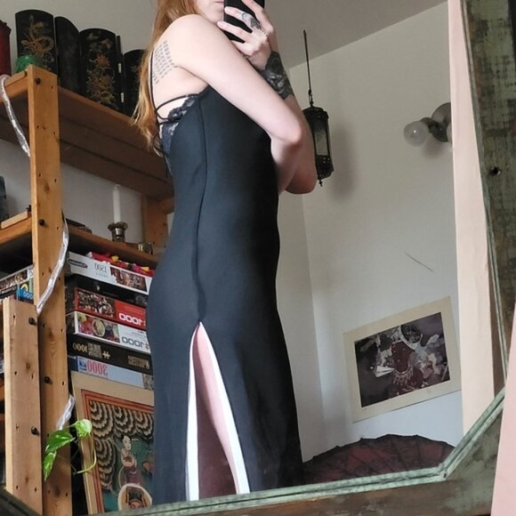 Vintage side slit open back reversible black and white dress - S - Picture 3 of 9